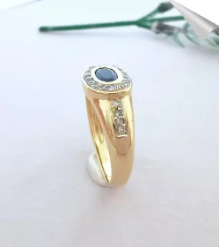 Bague Saphir Diamants Or Jaune