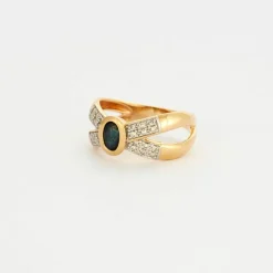 Bague saphir diamants or jaune