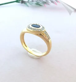 Bague Saphir Diamants Or Jaune