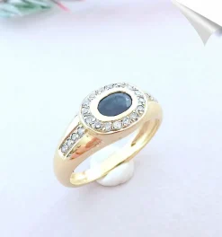 Bague Saphir Diamants Or Jaune