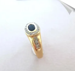 Bague Saphir Diamants Or Jaune