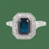 Bague Saphir Diamants Platine