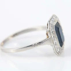 Bague Saphir Diamants Platine