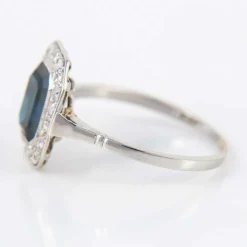 Bague Saphir Diamants Platine