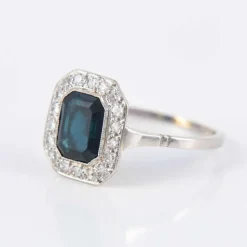 Bague Saphir Diamants Platine