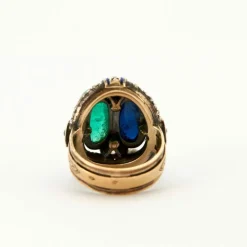Bague Saphir Emeraude cabochons