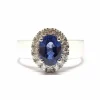 Bague saphir entourage diamants or blanc