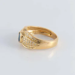 Bague Saphir et 5 lignes de Diamants