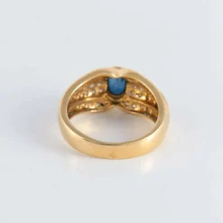 Bague Saphir et 5 lignes de Diamants