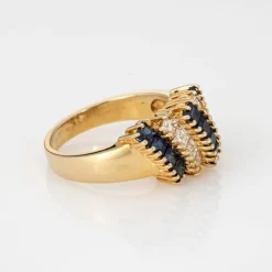 Bague saphir et diamant taille carrée