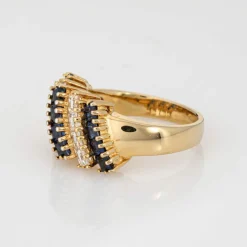 Bague saphir et diamant taille carrée