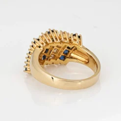 Bague saphir et diamant taille carrée