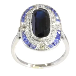 Bague Saphir et Diamants - L'élégance Art Déco Vintage
