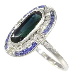 Bague Saphir et Diamants - L'élégance Art Déco Vintage
