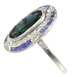 Bague Saphir et Diamants - L'élégance Art Déco Vintage