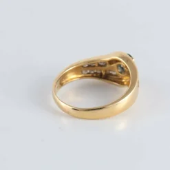 Bague Saphir et double ligne de Diamants