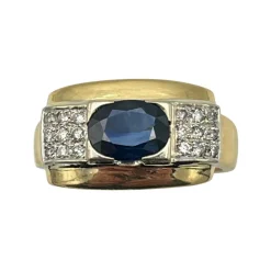 Bague saphir et pavage diamants