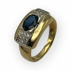 Bague saphir et pavage diamants