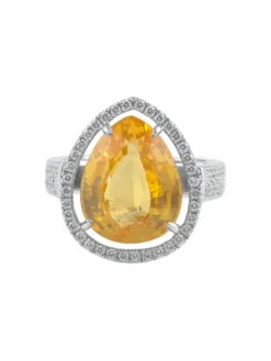 Bague Saphir jaune Diamants