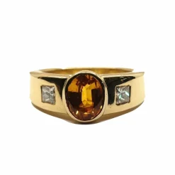 Bague Saphir jaune Diamants