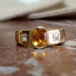 Bague Saphir jaune Diamants