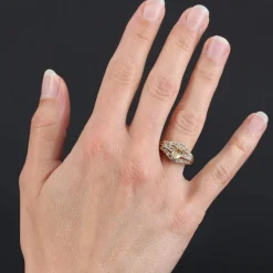 Bague saphir jaune et diamants or jaune