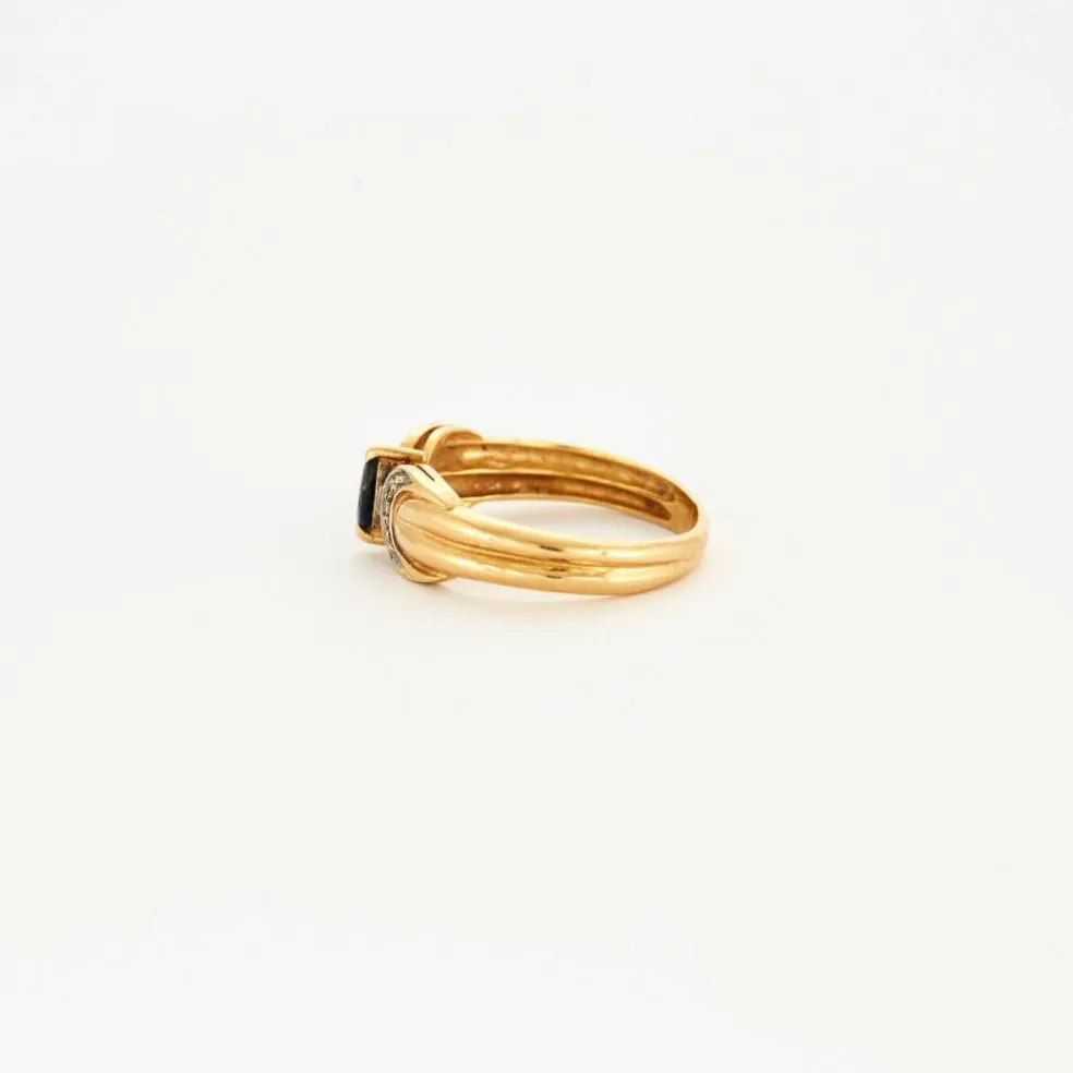 Bague saphir marquise diamants