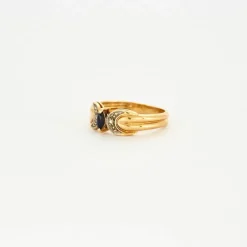 Bague saphir marquise diamants
