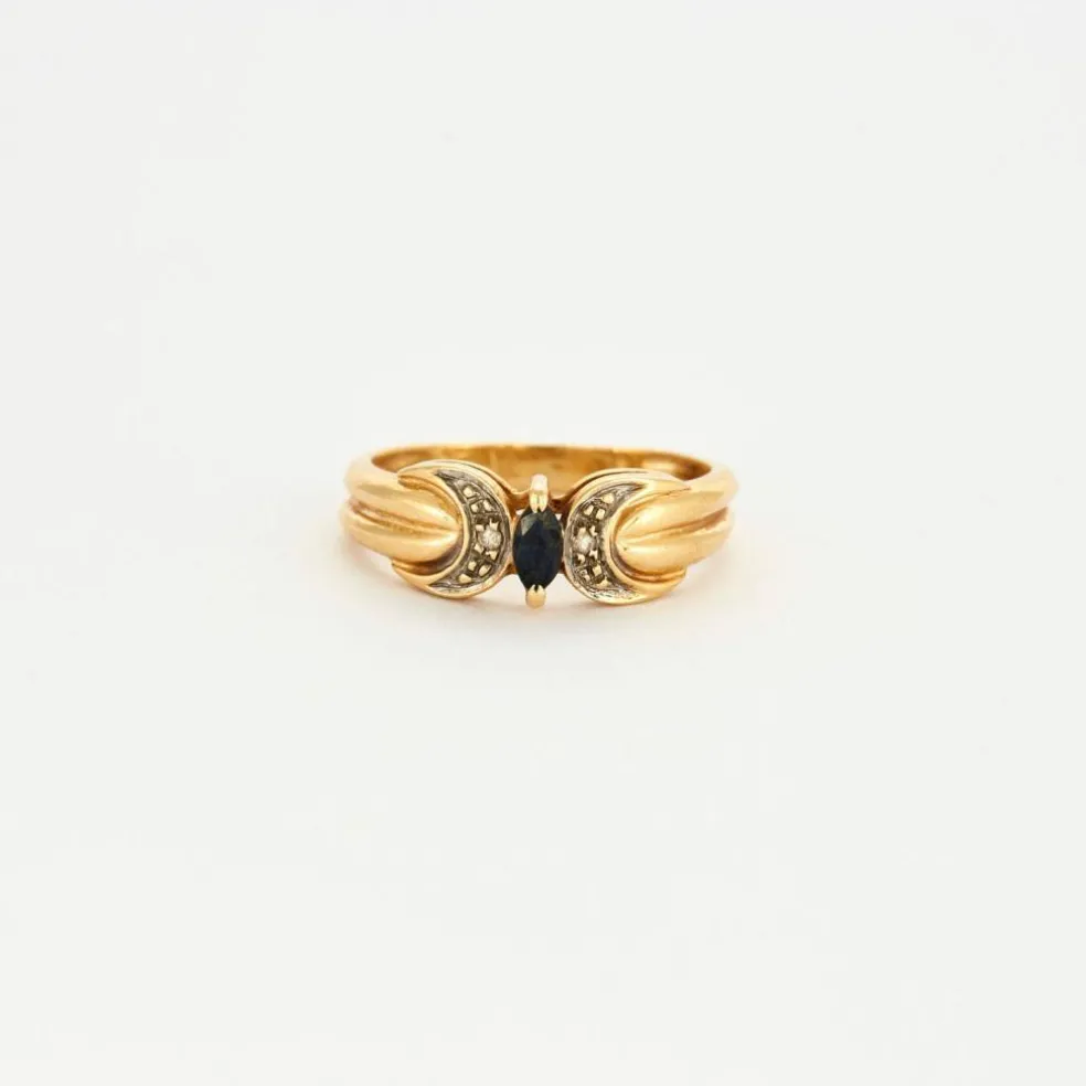 Bague saphir marquise diamants