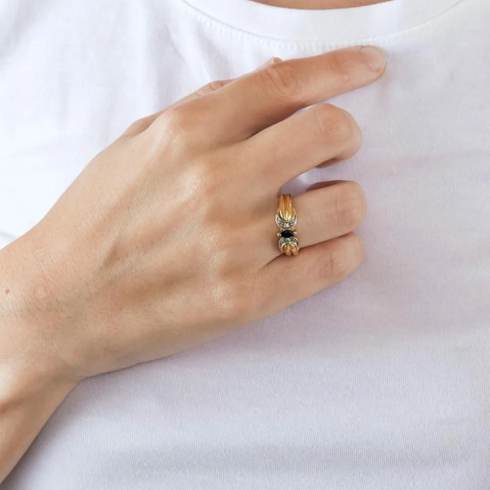 Bague saphir marquise diamants