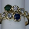 Bague saphir émeraude et diamant serpent en or jaune
