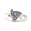 Bague saphir milky diamants or blanc