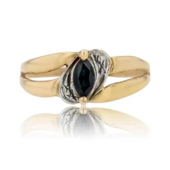 Bague saphir navette or jaune d'occasion