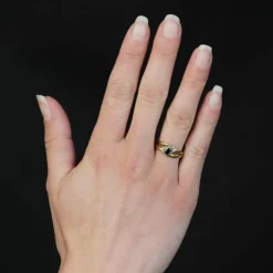 Bague saphir navette or jaune d'occasion