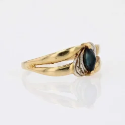 Bague saphir navette or jaune d'occasion