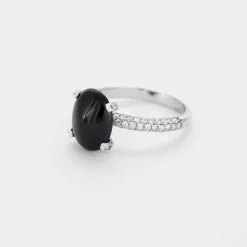 Bague saphir, or blanc et diamants