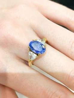 Bague Saphir Or jaune Diamants