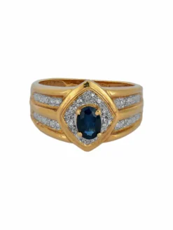 BAGUE SAPHIR OR JAUNE ET DIAMANTS