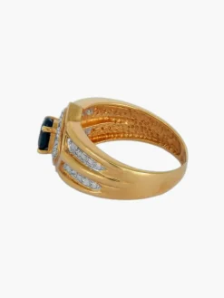 BAGUE SAPHIR OR JAUNE ET DIAMANTS
