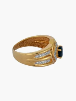 BAGUE SAPHIR OR JAUNE ET DIAMANTS