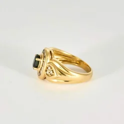Bague Saphir, or jaune et diamants