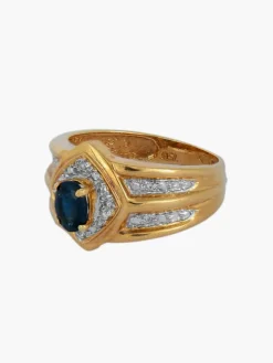 BAGUE SAPHIR OR JAUNE ET DIAMANTS