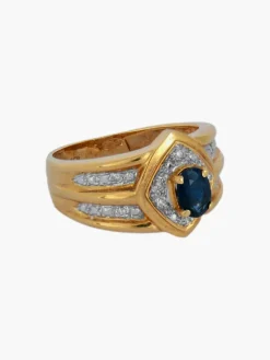 BAGUE SAPHIR OR JAUNE ET DIAMANTS