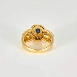 Bague Saphir, or jaune et diamants
