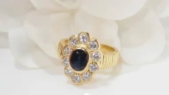 Bague saphir ovale et diamants