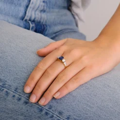 Bague Saphir épaulé Diamants