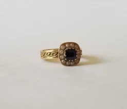 Bague Saphir perles