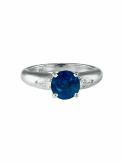 Bague Saphir rond et Diamants