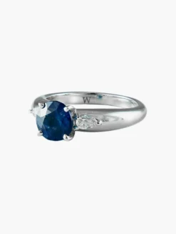 Bague Saphir rond et Diamants
