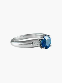 Bague Saphir rond et Diamants